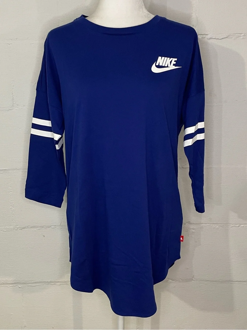 Nike Long Sleeve Tee in Royal Blue with White Stripes